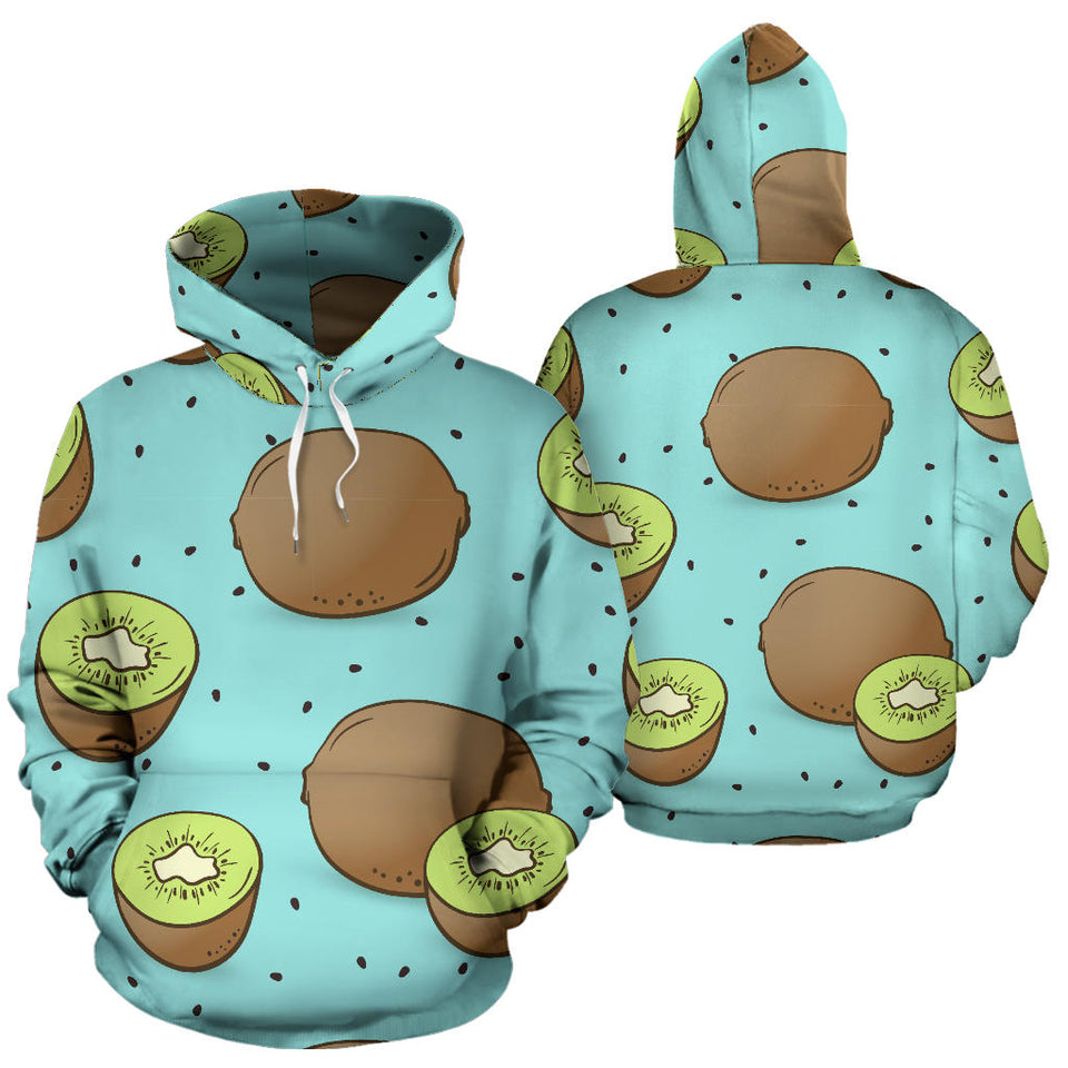 Kiwi Blue Background Men Women Pullover Hoodie