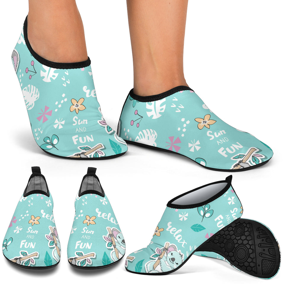 Cute Koalas Blue Background Pattern Aqua Shoes