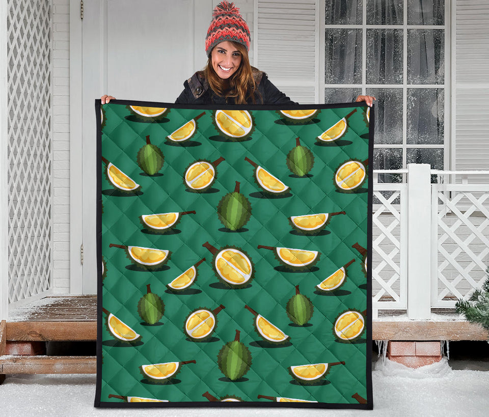 Durian Pattern Green Background Premium Quilt