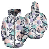 Butterfly Pattern Zip Up Hoodie