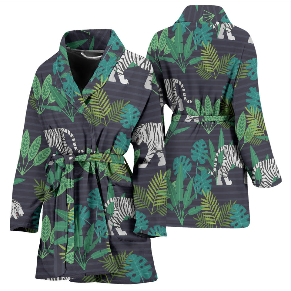 White Bengal Tigers Tropical Plant Women'S Bathrobe