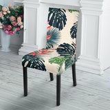Heliconia Flowers, Palm And Monstera Leaves Dining Chair Slipcover