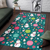 Snowman Bird Decorative Elements Christmas Pattern Area Rug