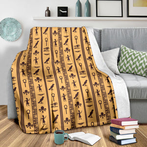 Egypt Hieroglyphics Pattern Print Design 02 Premium Blanket