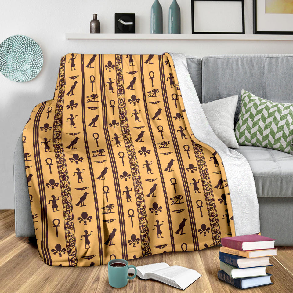 Egypt Hieroglyphics Pattern Print Design 02 Premium Blanket