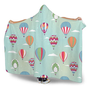Hot Air Balloon Design Pattern Hooded Blanket
