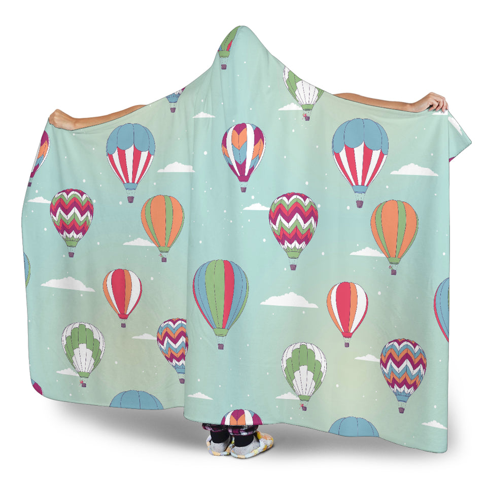 Hot Air Balloon Design Pattern Hooded Blanket