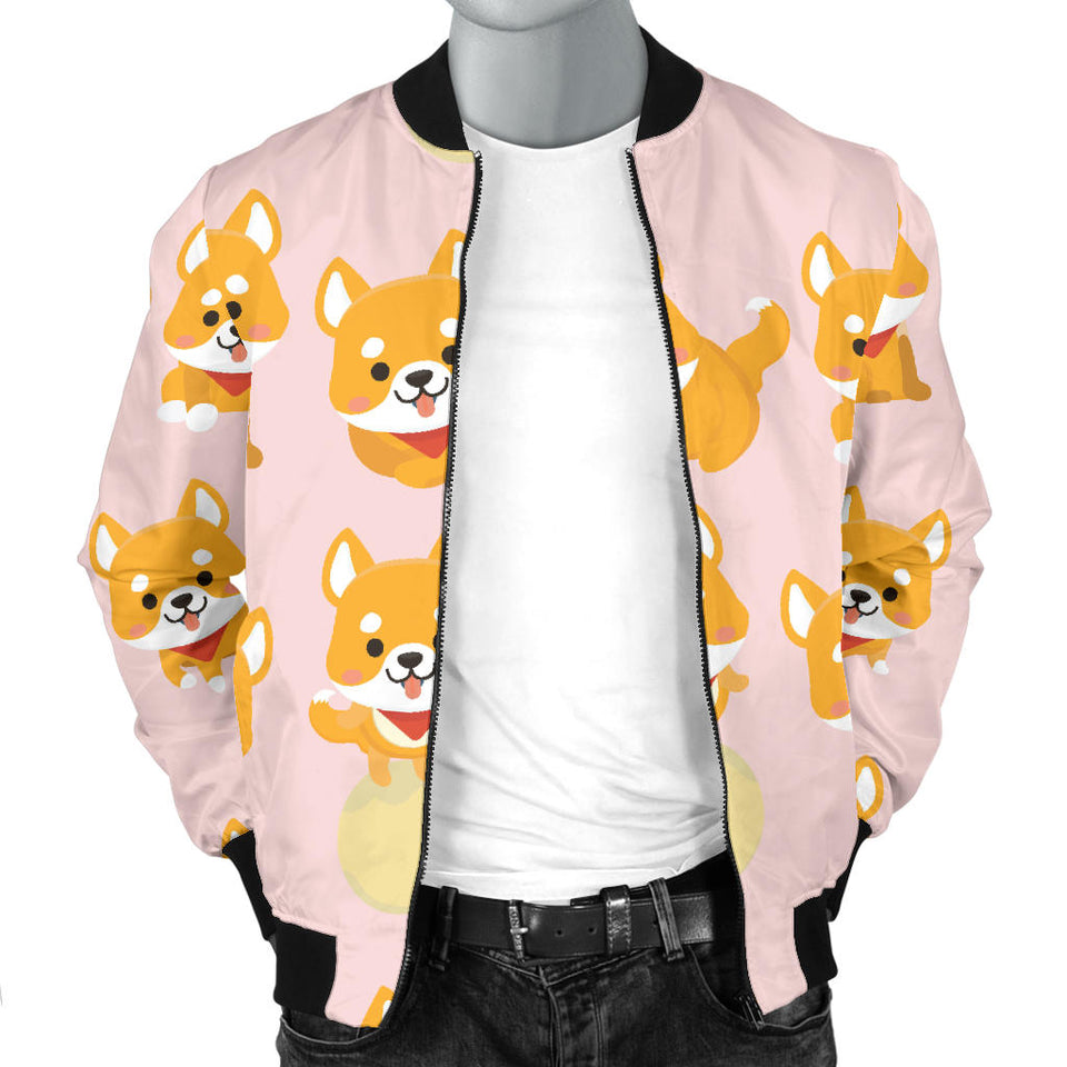 Cute Shiba Inu Dog Pattern  Men'S Bomber Jacket