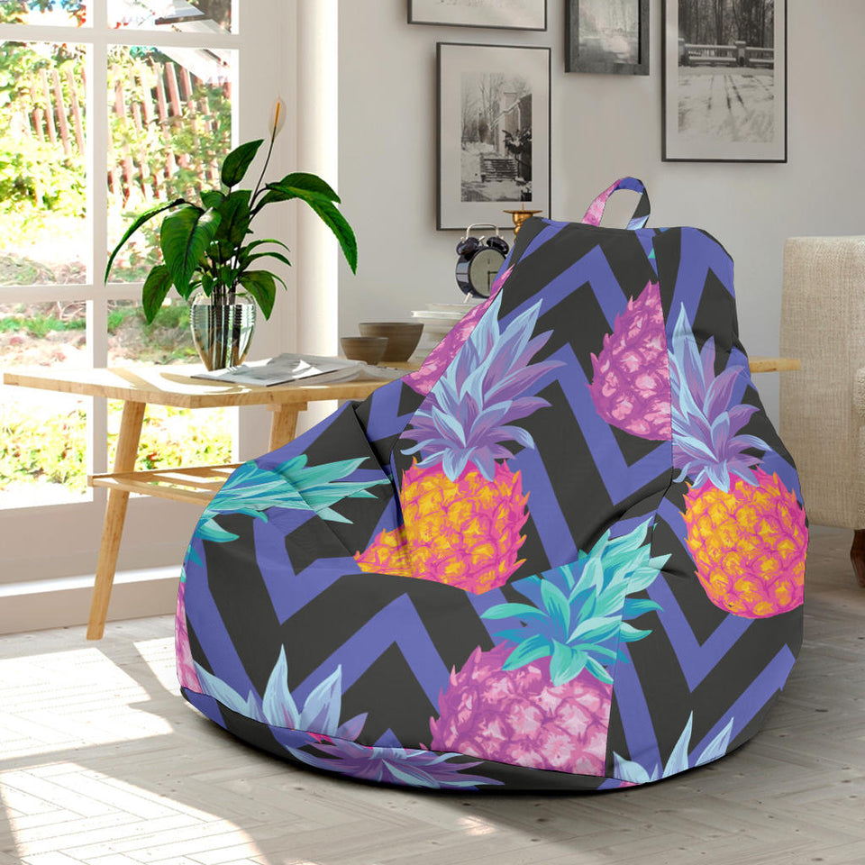 Pineapples Pattern Zigzag Background Bean Bag Cover
