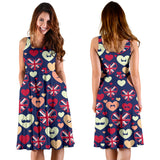 British Pattern Print Design 02 Sleeveless Midi Dress