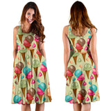 Colorful Ice Cream Pattern Sleeveless Midi Dress