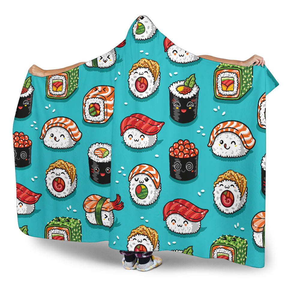 Cute Sushi Pattern Hooded Blanket