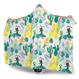 Cute Parrot Toucan Flamingo Cactus Exotic Leaves Pattern Hooded Blanket