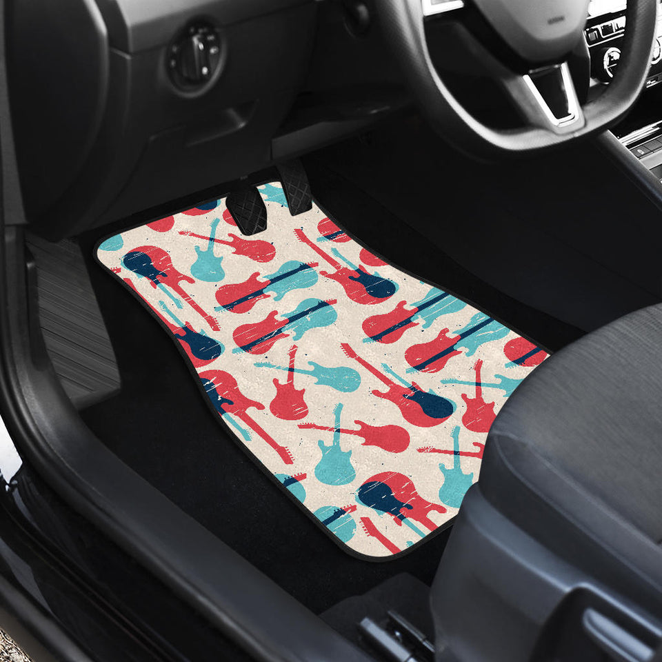 Red Blue Guitar Pattern Front And Back Car Mats