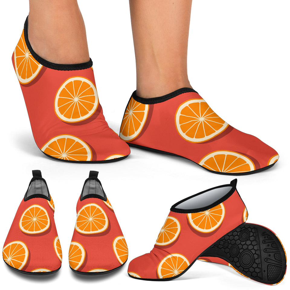 Oranges Pattern Red Background Aqua Shoes