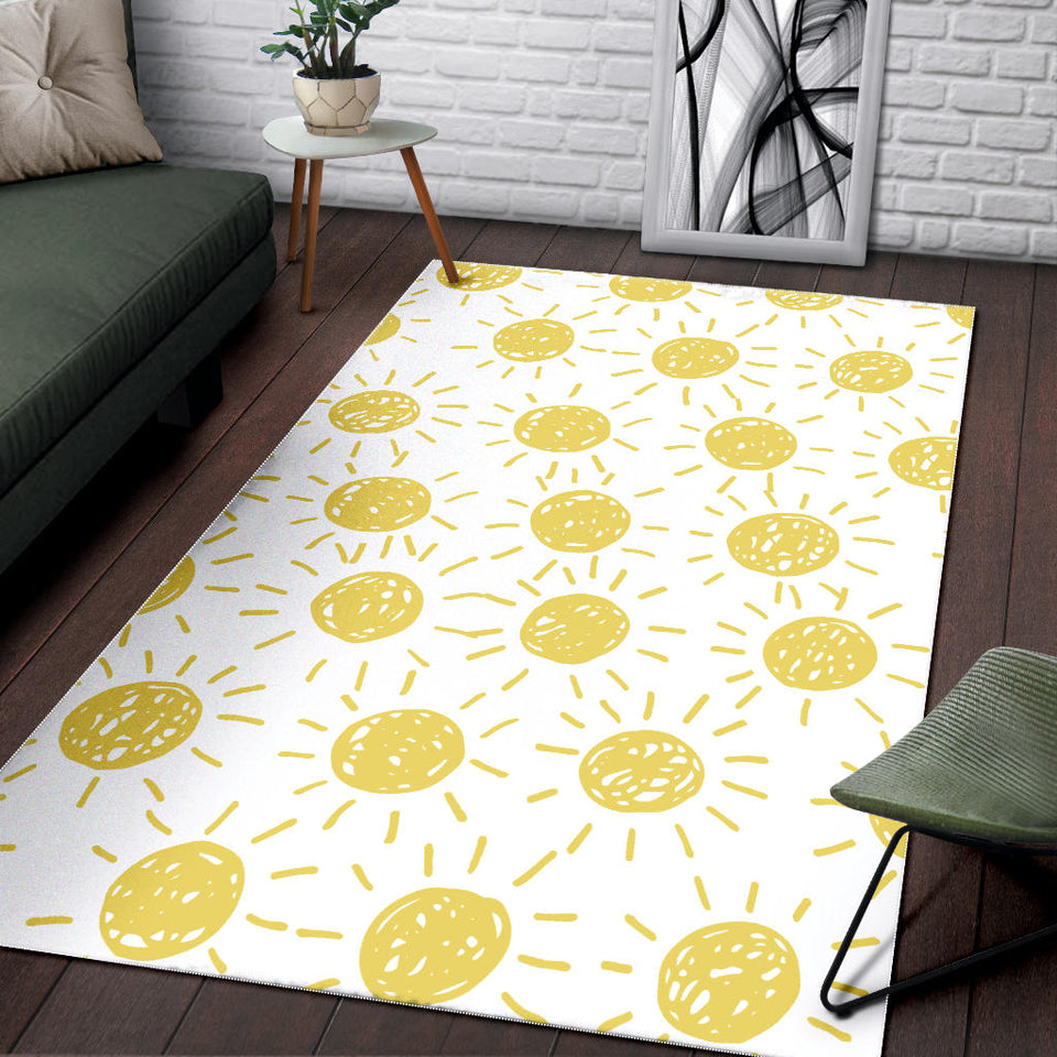 Hand Drawn Sun Pattern Area Rug