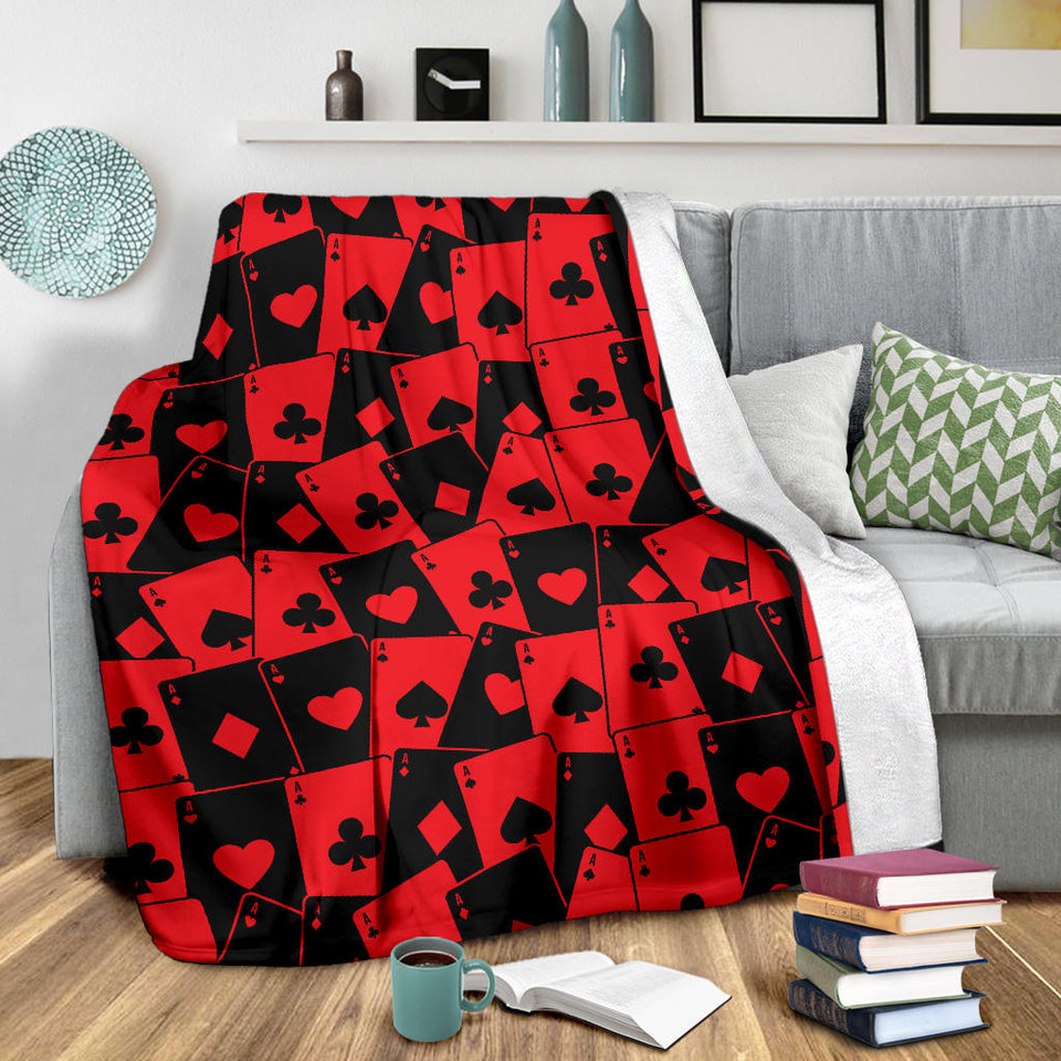 Casino Cards Suits Pattern Print Design 02 Premium Blanket