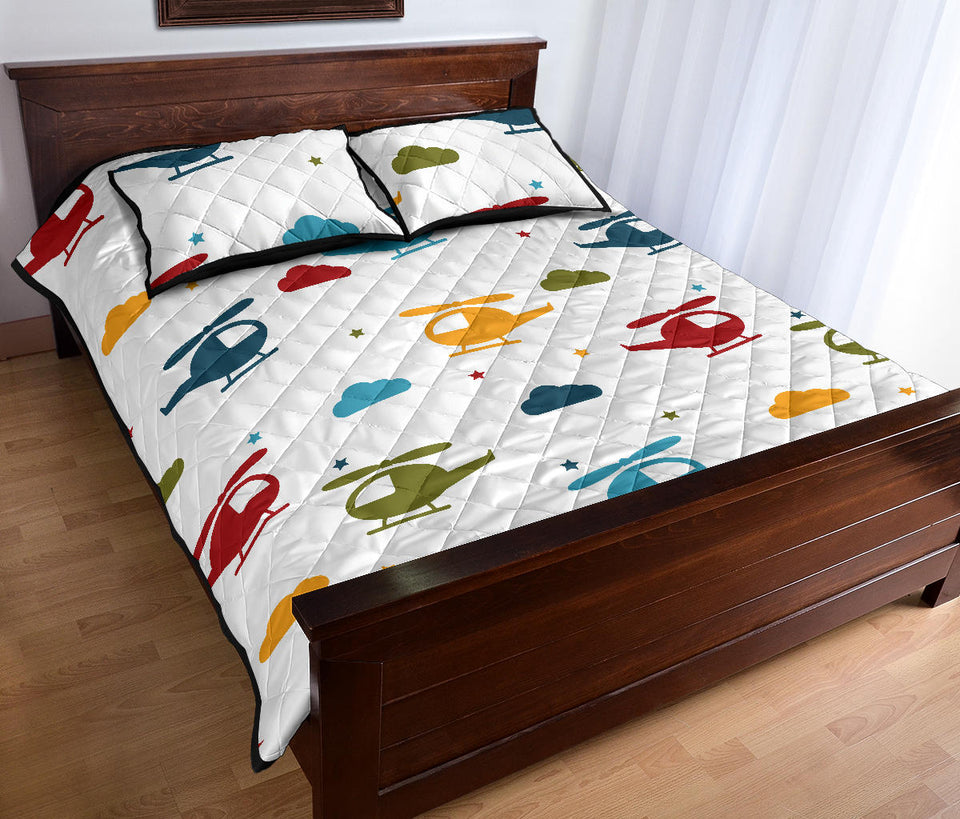 Colorful helicopter pattern Quilt Bed Set