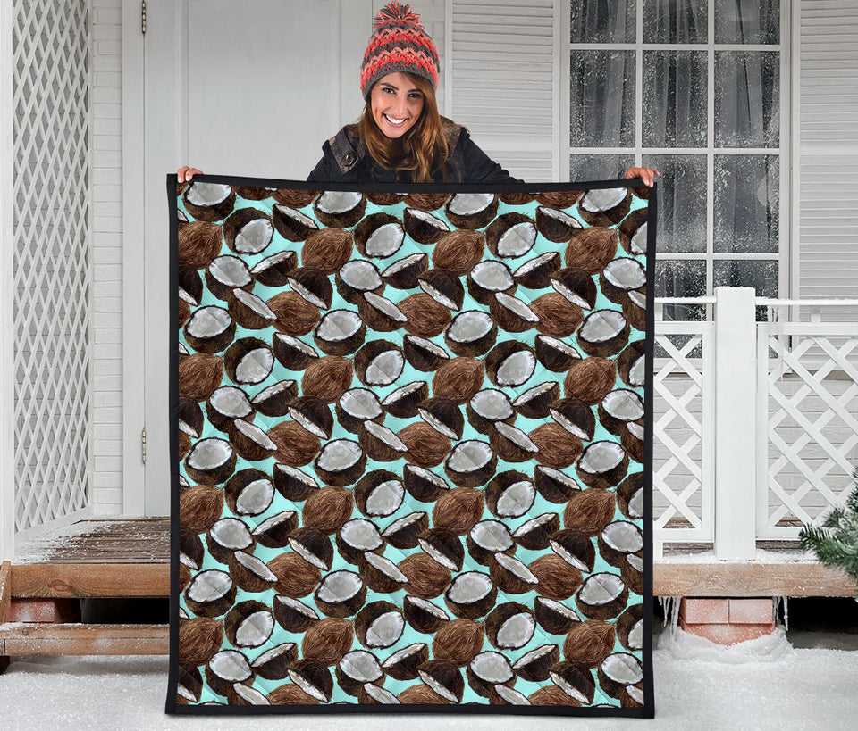 Coconut Pattern Print Design 03 Premium Quilt