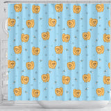 Brown Cute Pomeranian Blue Blackground Shower Curtain Fulfilled In US