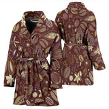 Coffee Bean Flower Pattern Women'S Bathrobe