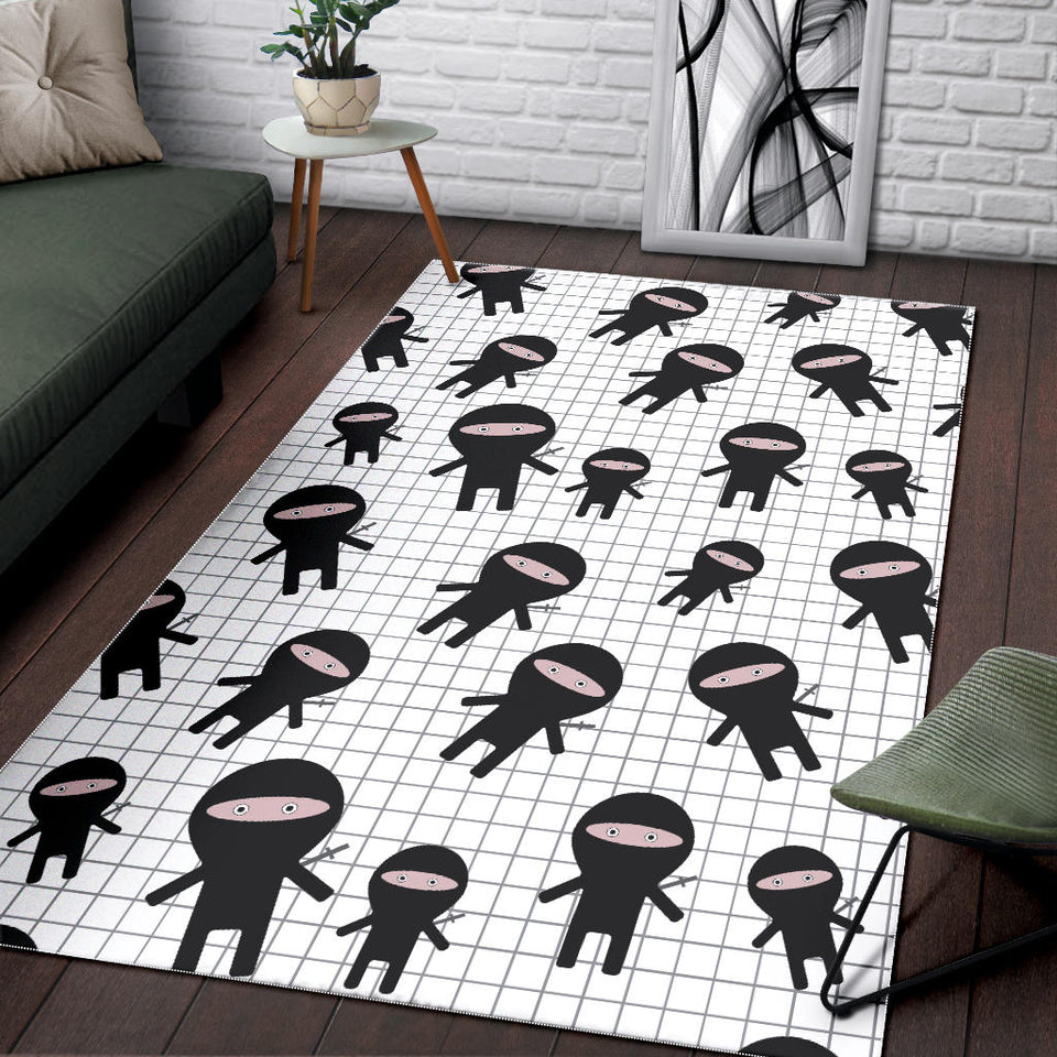 Ninja Pattern Plaid Background Area Rug