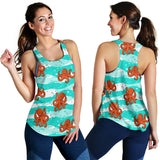 Octopuses sea wave background Women Racerback Tank Top