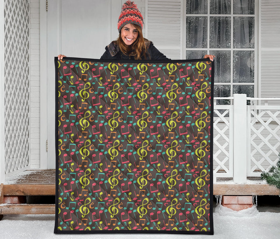 Music Notes Pattern Print Design 05 Premium Quilt