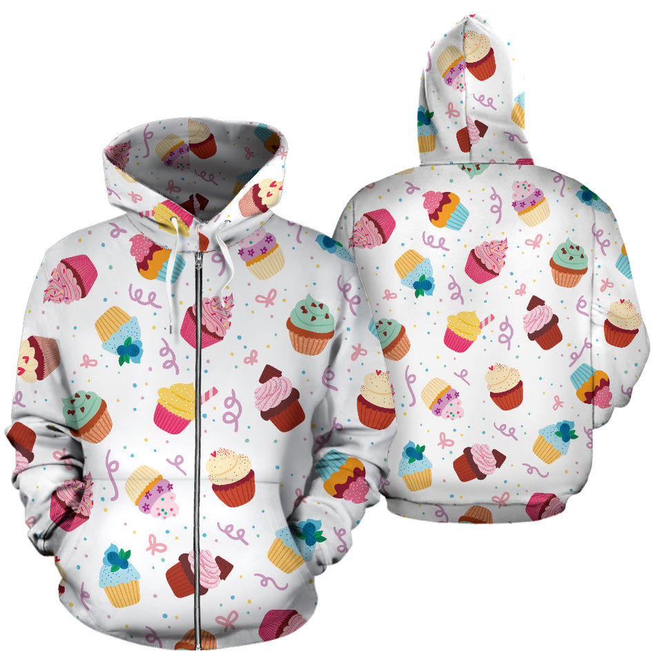 Cake Cupcake Design Pattern Zip Up Hoodie
