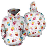 Cake Cupcake Design Pattern Zip Up Hoodie