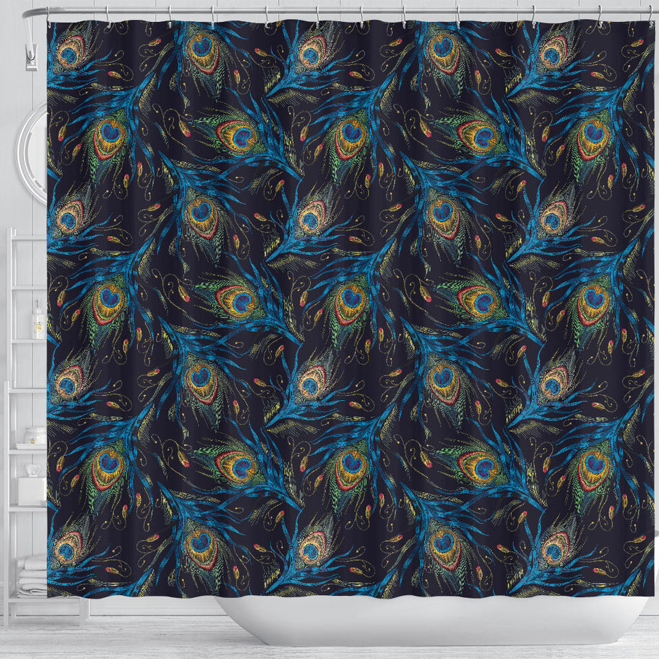 Beautiful Peacock Feather Pattern Shower Curtain Fulfilled In US
