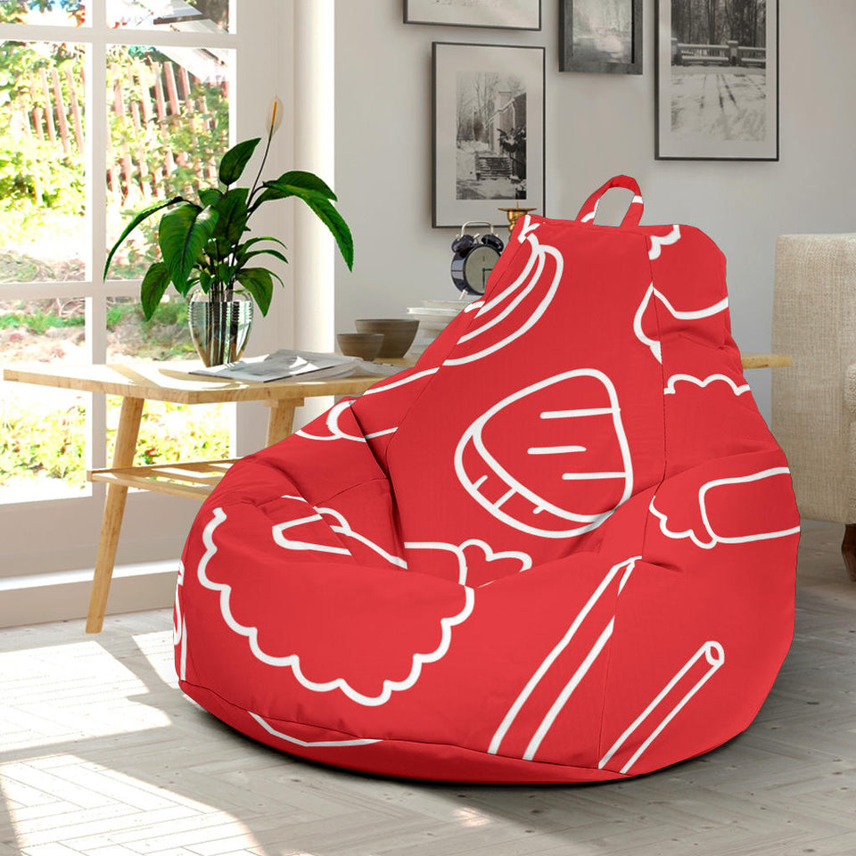 Sushi Pattern Red Background Bean Bag Cover