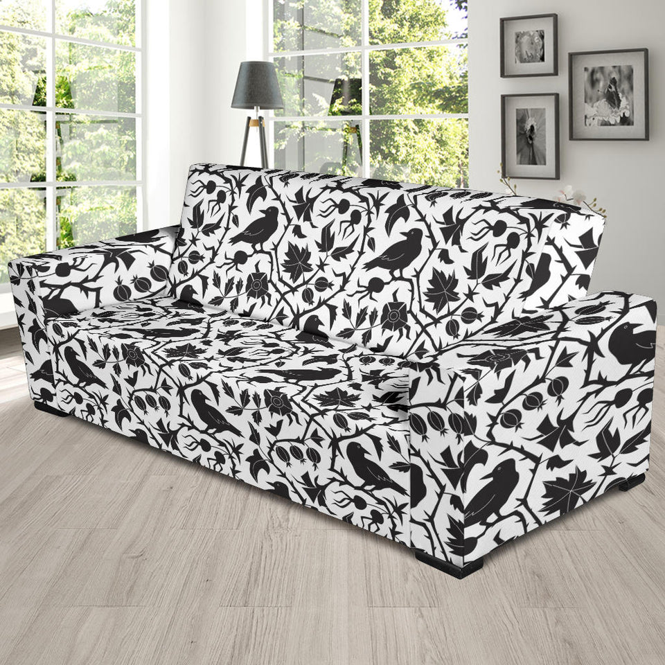 Crow Dark Floral Pattern Sofa Slipcover