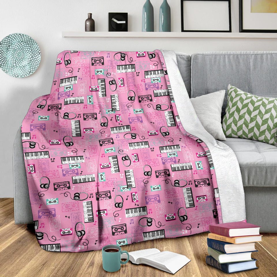 Piano Pattern Print Design 01 Premium Blanket