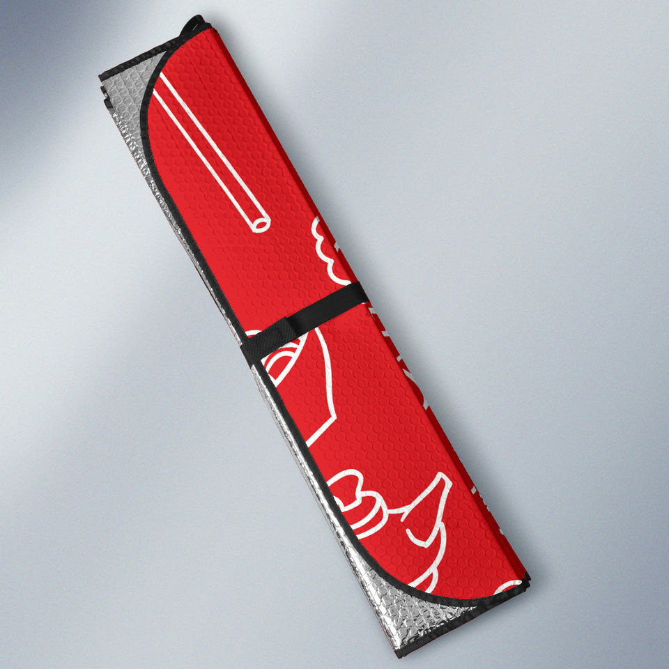 Sushi Pattern Red Background Car Sun Shade
