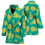 Pineapples Pattern Green Background Women'S Bathrobe