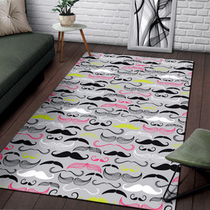Mustache Beard Pattern Print Design 02 Area Rug