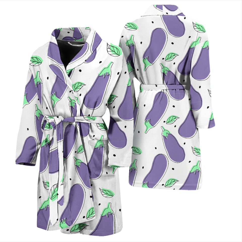 Eggplant Pattern Print Design 05 Men's Bathrobe