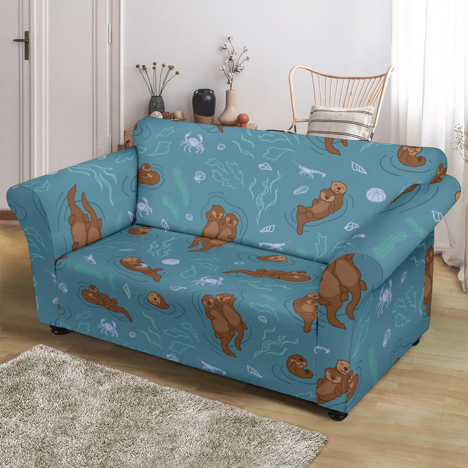 Sea Otters Pattern Loveseat Couch Slipcover