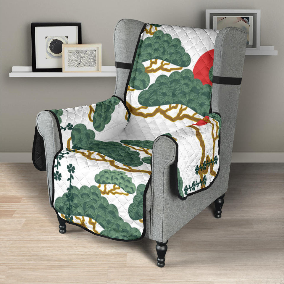 Bonsai red sun japanese pattern Chair Cover Protector