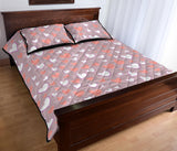 coral white heart pattern Quilt Bed Set