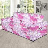 Pink Flamingo Flower Pattern Sofa Slipcover