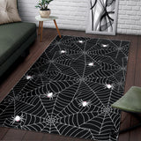 Spider Web Design Pattern Black Background White Cobweb Area Rug