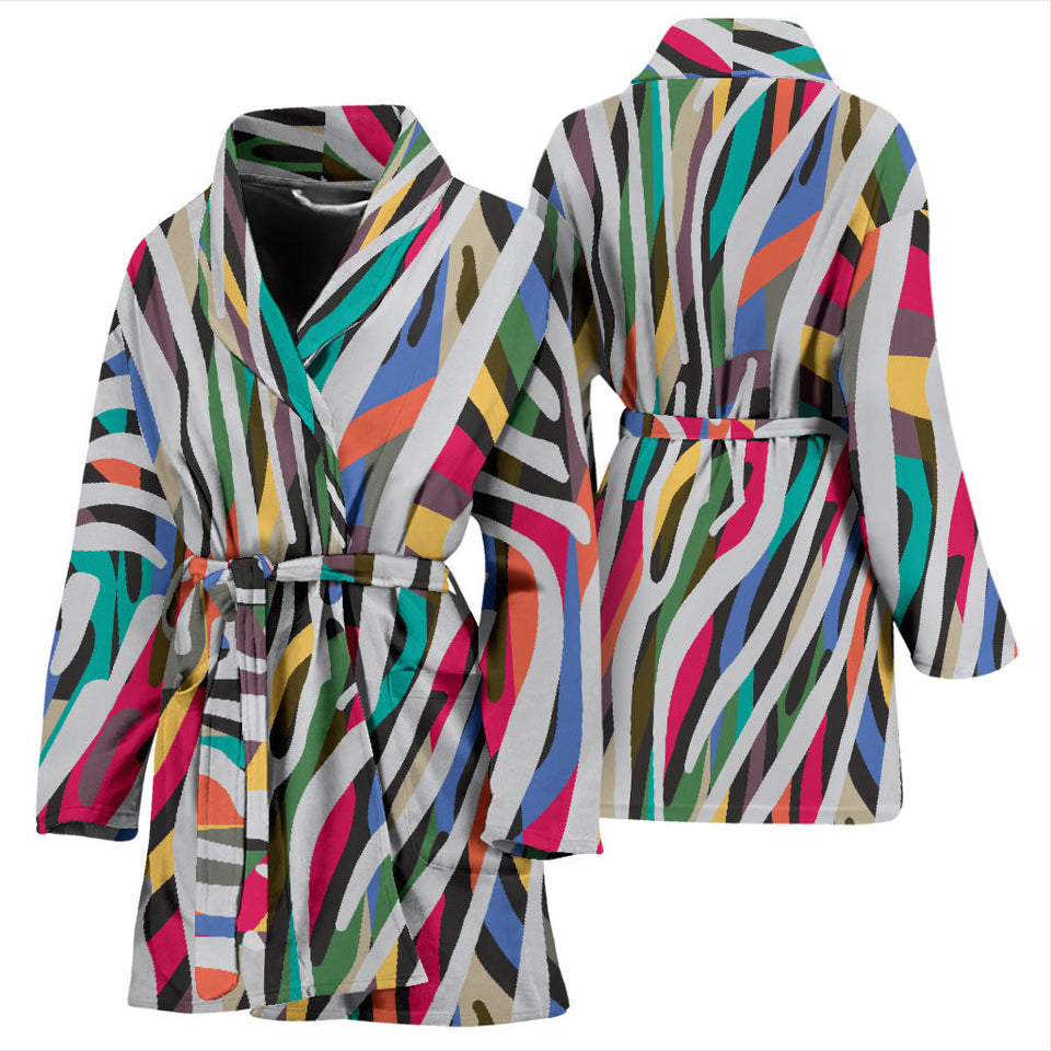 Colorful Zebra Skin Pattern Women'S Bathrobe
