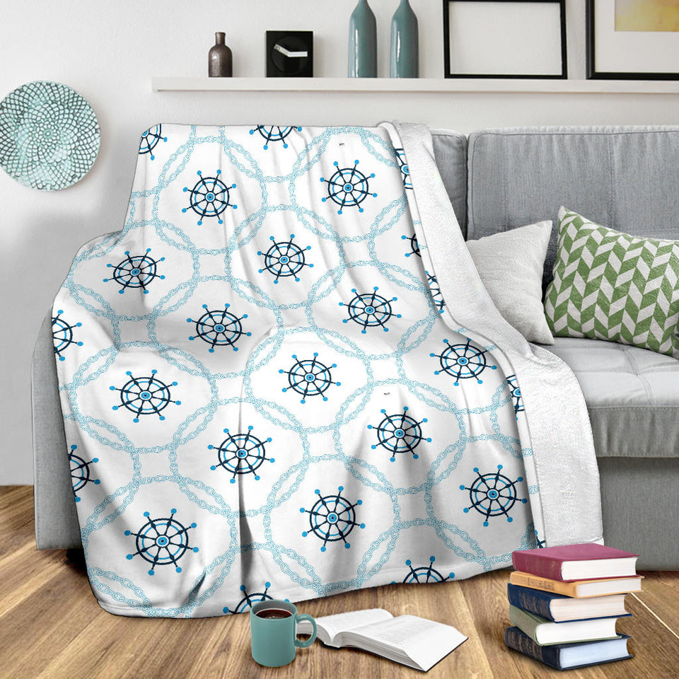 Nautical Steering Wheel Chain Premium Blanket