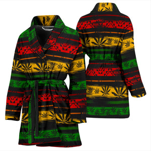 Canabis Marijuana Weed Pattern Print Design 04 Women's Bathrobe