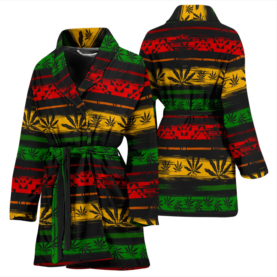 Canabis Marijuana Weed Pattern Print Design 04 Women's Bathrobe