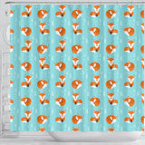 Fox Pattern Blue B Ackground Shower Curtain Fulfilled In US
