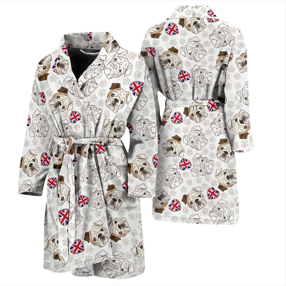 English Bulldog Pattern Print Design 01 Men's Bathrobe