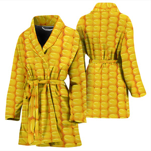 Corn Pattern Print Design 04 Women's Bathrobe